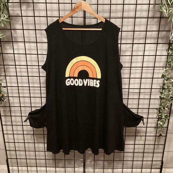 Good Vibes Sleeveless Dress With Pockets B137 - Picture 1 of 3